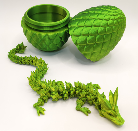 3D Printed Green Dragon in Dragons Egg